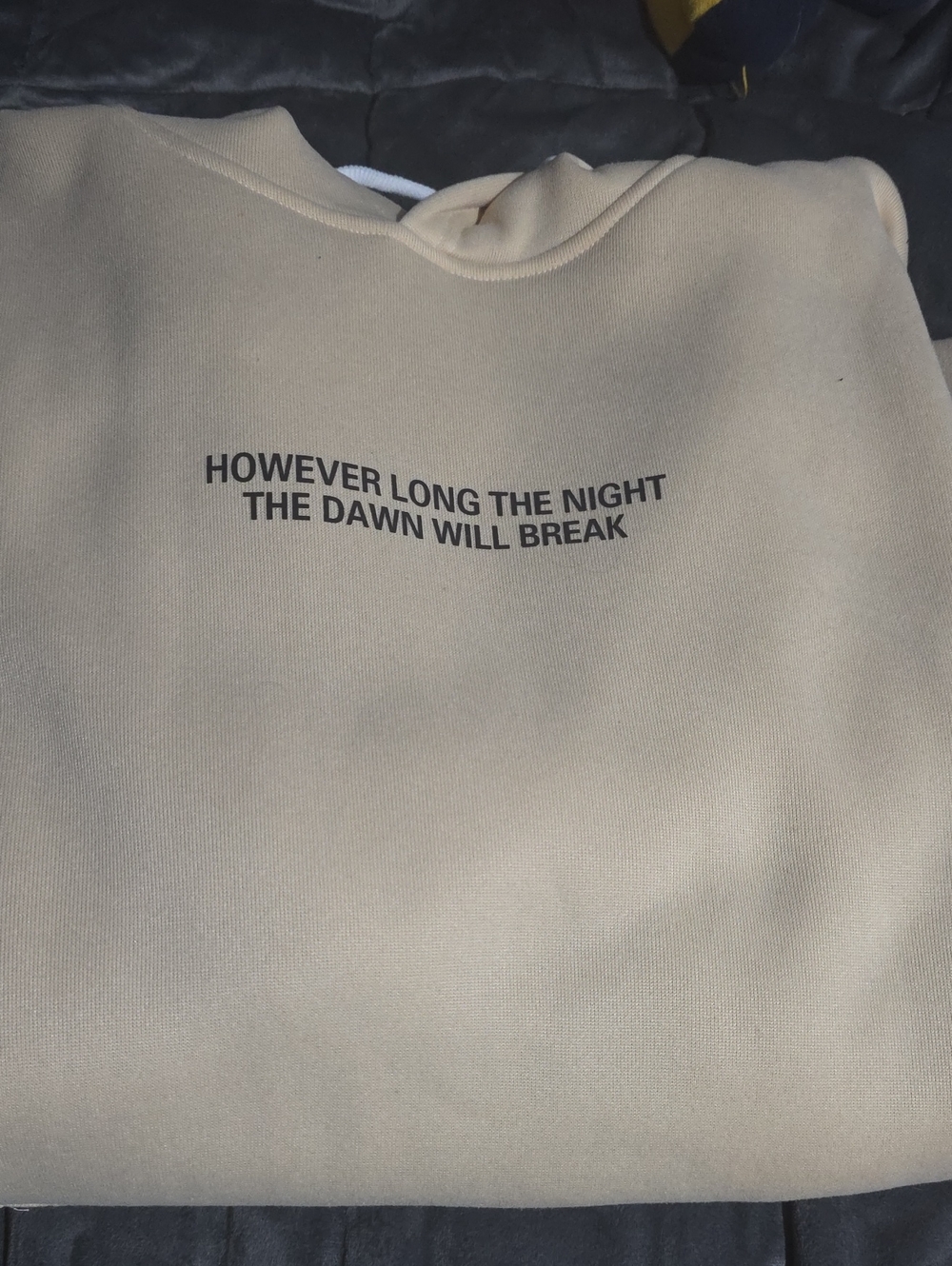 Mens Beige Hoodie with Inspirational Print